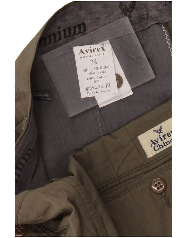 Męskie proste spodnie chino AVIREX W34 L28, bawełna khaki