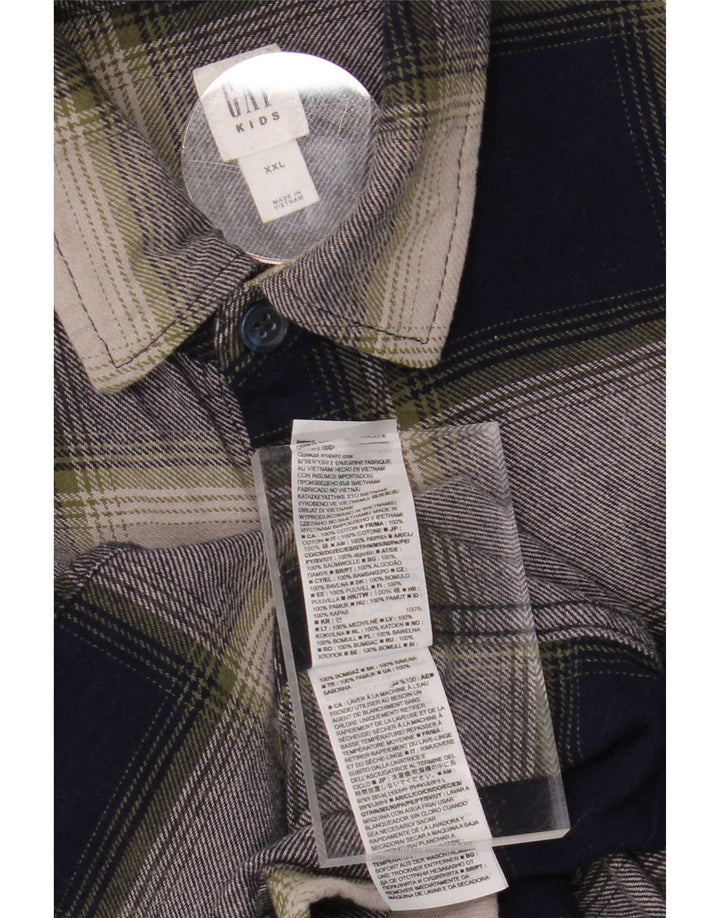 GAP Boys Flannel Shirt 15-16 Years  2XL Grey Check Cotton Vintage Gap and Second-Hand Gap from Messina Hembry 