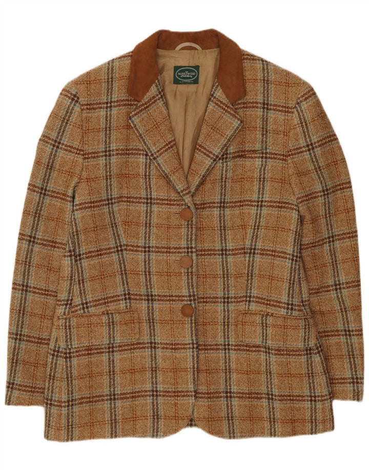 Damska marynarka Misstwidd zapinana na 3 guziki IT 44 w średnią beżową kratkę