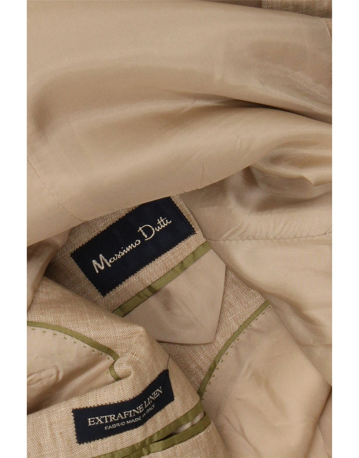 MASSIMO DUTTI Męska marynarka zapinana na 3 guziki UK 38 Średni Beżowy Lniany