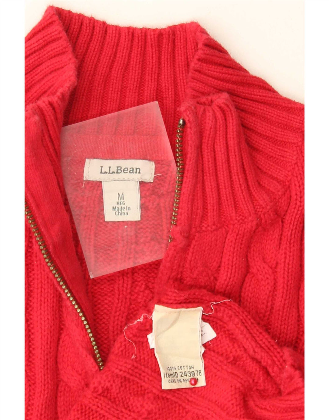 Damski sweter rozpinany L.L.Bean z zamkiem błyskawicznym, UK 14, średnia czerwona bawełna