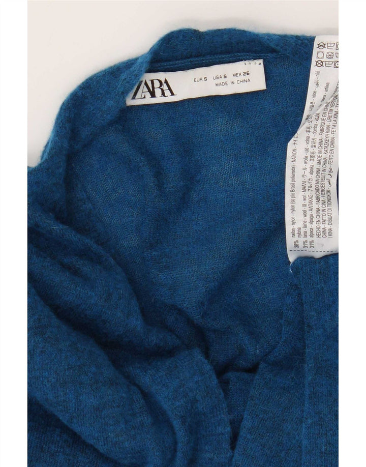 Damski sweter oversize Zara UK 10, mały, niebieski, nakrapiany nylon