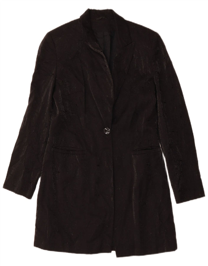 Płaszcz damski RICHARDS UK 10 Small, czarny, w kwiaty, wiskoza