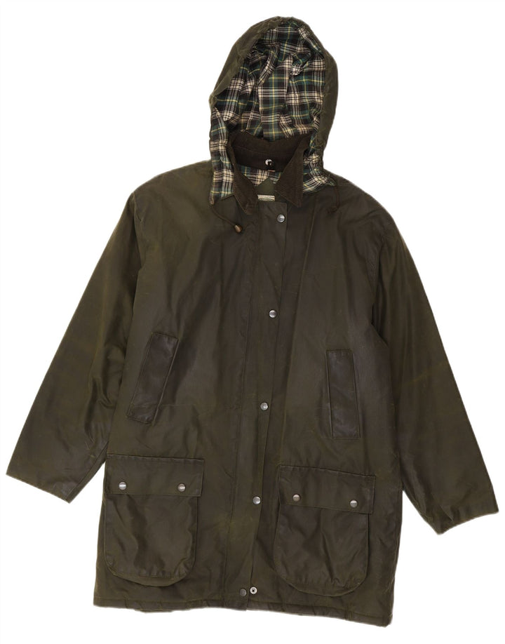 Damski płaszcz przeciwdeszczowy Nuage Oversize z woskowanej bawełny, UK 12, średni khaki
