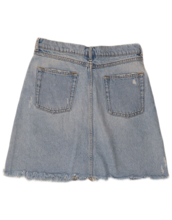 Zara Damska spódnica jeansowa mini w trudnej sytuacji, średnia W28, niebieska bawełna