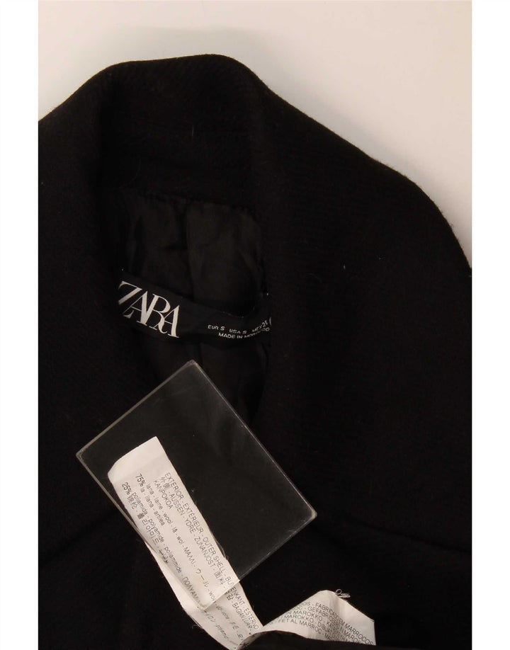 Dwurzędowy płaszcz damski Zara UK 10 Small, czarna wełna