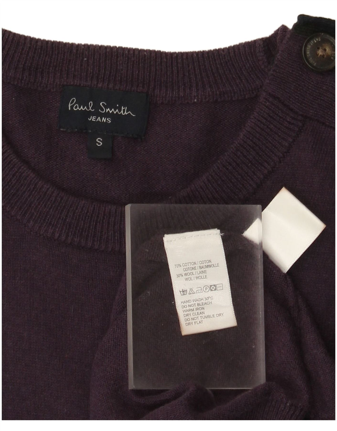Męski sweter Paul Smith z okrągłym dekoltem, mały, fioletowy, bawełniany