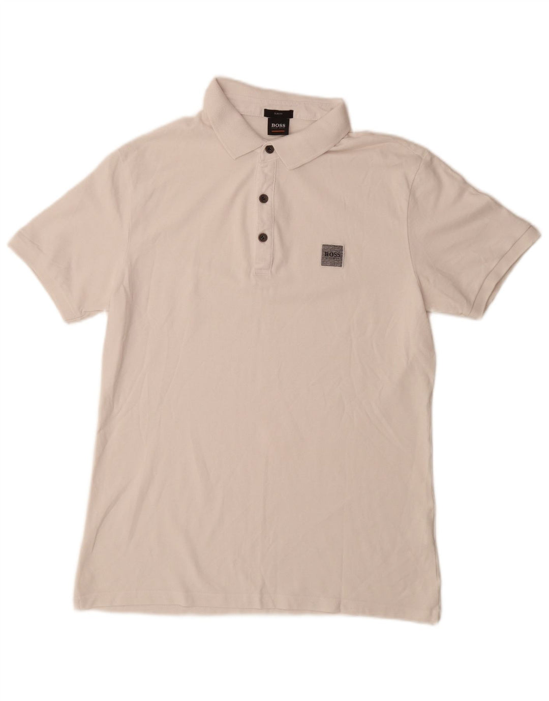 Męska koszulka polo slim fit HUGO BOSS, duża, biała, bawełniana