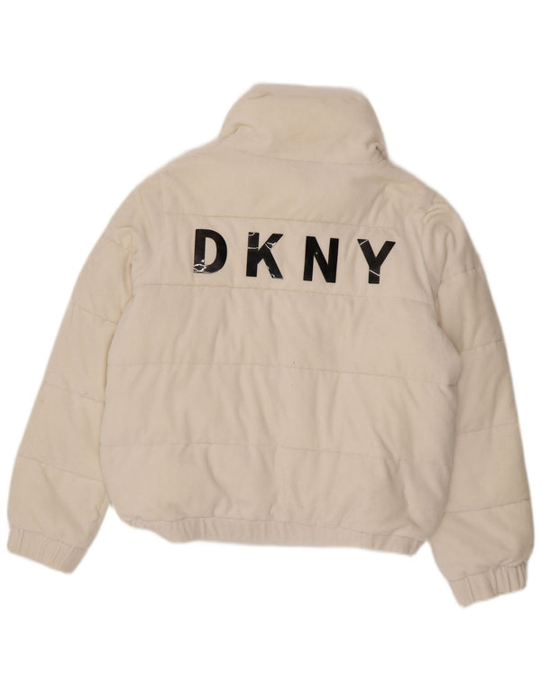 Damska ocieplana kurtka Dkny Graphic UK 16, duża, biała bawełna