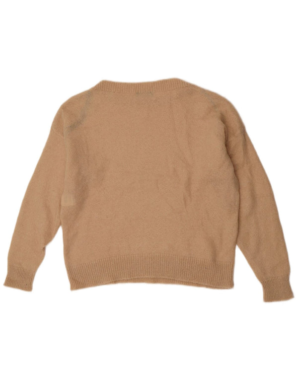 Sweter damski Benetton o luźnym kroju z dekoltem w łódkę, UK 16, duży, beżowy