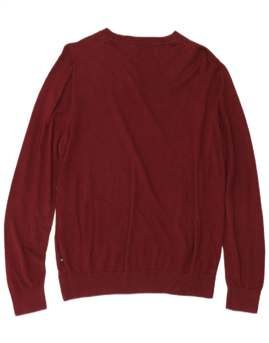 NAUTICA Mens V-Neck Jumper Sweater Medium Burgundy Cotton