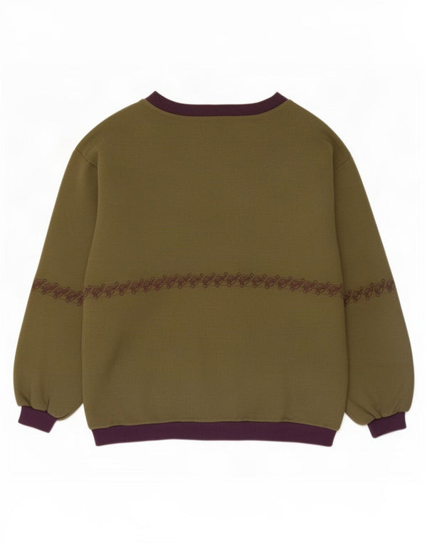 Męski sweter rozpinany w stylu vintage IT 52 XL Khaki, bawełniany blok kolorów