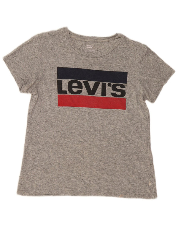 Damska koszulka z grafiką Levi's Top UK 6 XS Szara nakrapiana