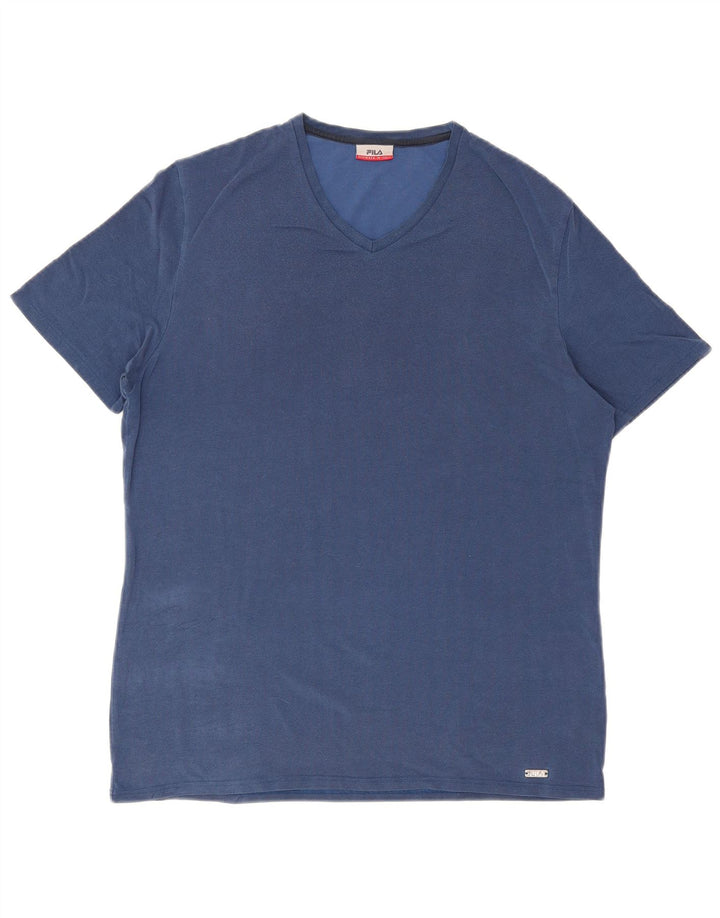 T-shirt męski Fila Top XL, niebieska, bawełniana w jodełkę