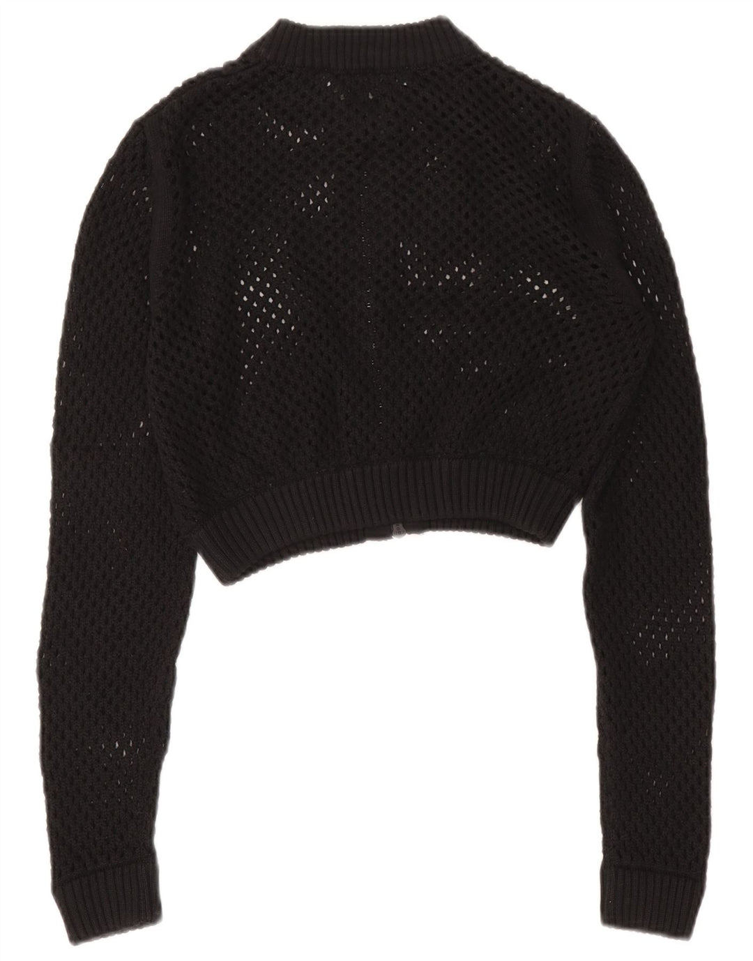 Sweter damski Zara Crop Prześwitujący sweter UK 12 Średni czarny