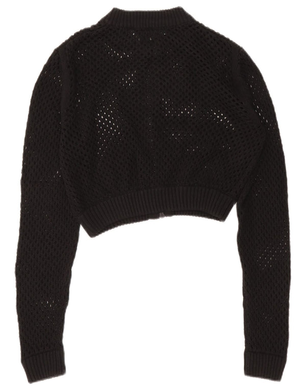 Sweter damski Zara Crop Prześwitujący sweter UK 12 Średni czarny