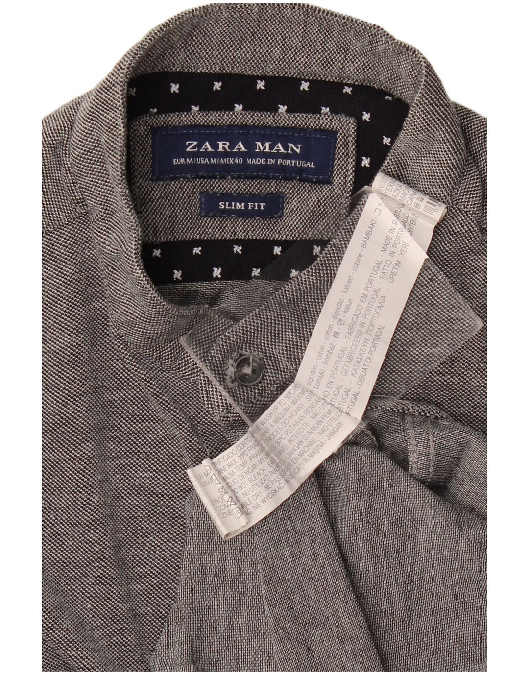 Koszula męska Zara Slim Fit, średnioszara, bawełniana