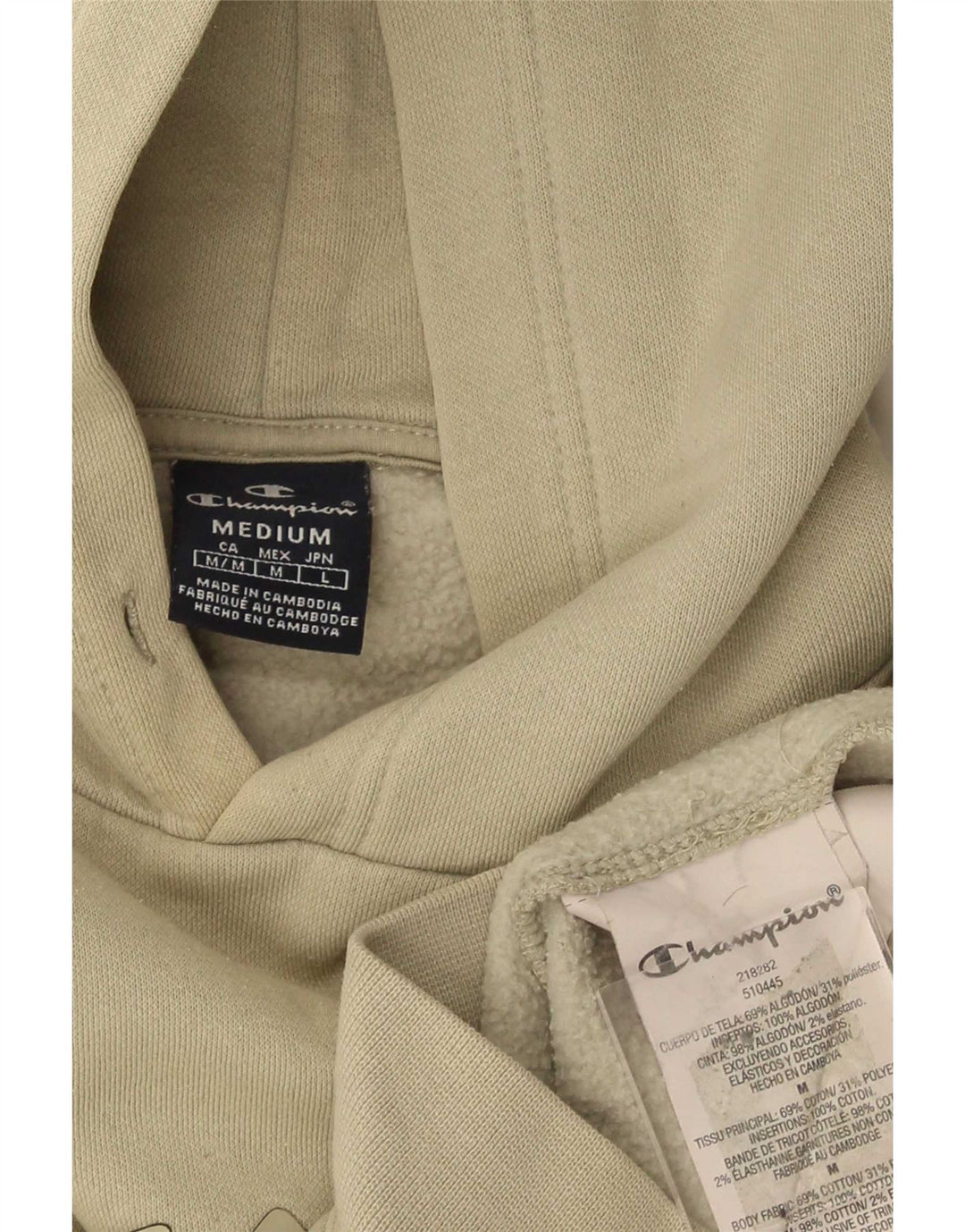 Męski sweter z kapturem i grafiką Champion, średnia, bawełniana khaki
