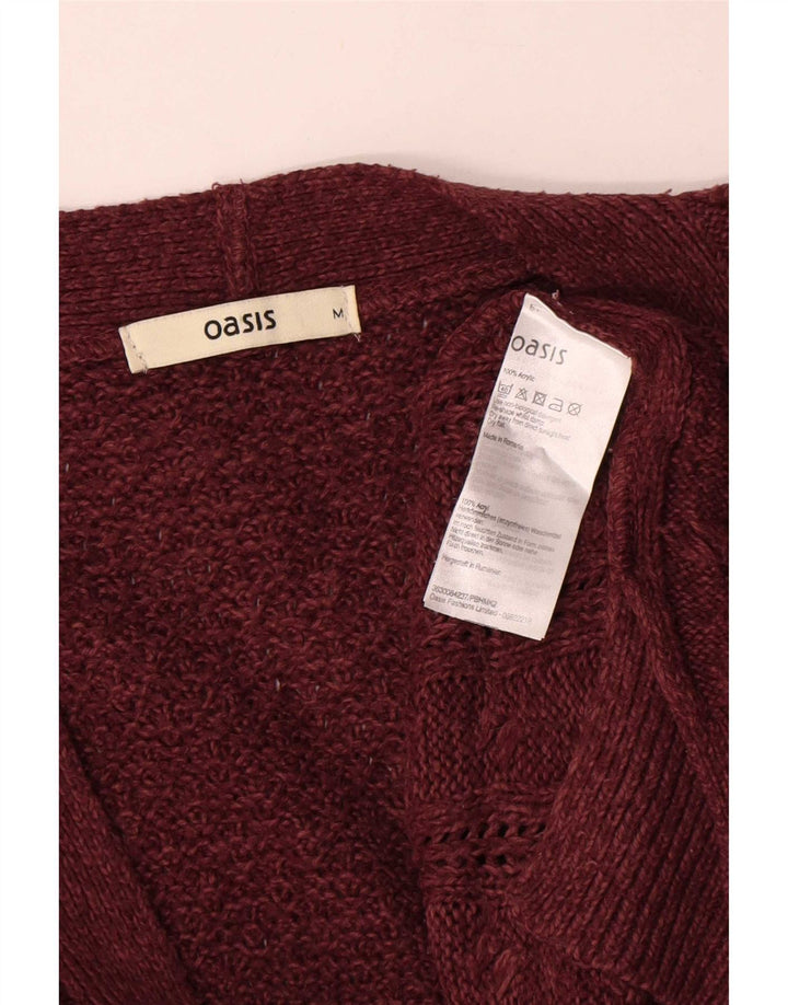 Damski sweter oversize Oasis z otwartym kardiganem UK 14, średni burgund, akryl