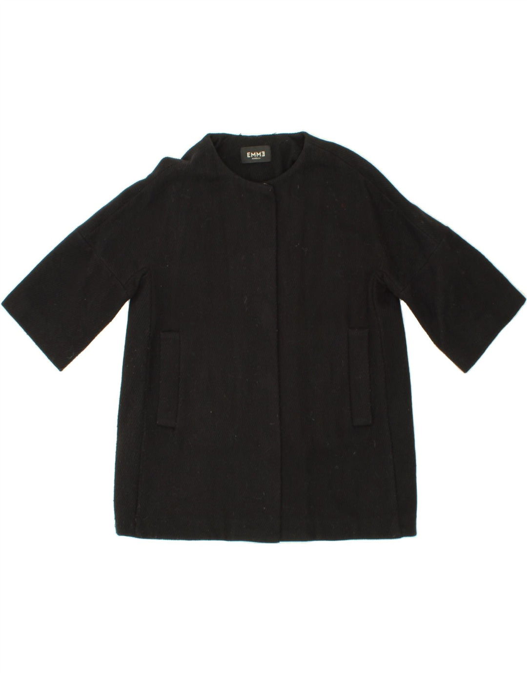 MARELLA Womens EMME Oversized 3/4 Sleeve Overcoat UK 6 XS Black Vintage Marella and Second-Hand Marella from Messina Hembry 