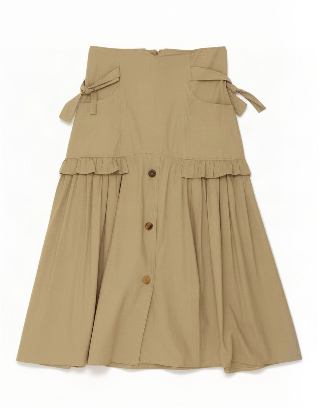Vintage damska spódnica w kształcie litery A, średnia W30, bawełna khaki