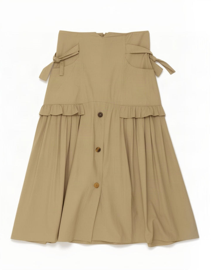 Vintage damska spódnica w kształcie litery A, średnia W30, bawełna khaki