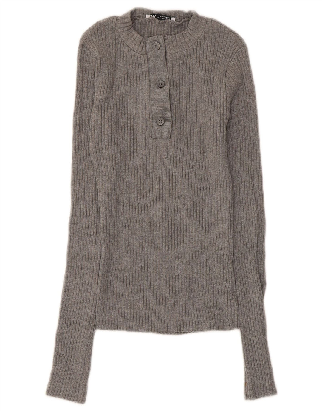 Sweter damski Zara z guzikami pod szyją, UK 8, mały, szary, bawełniany