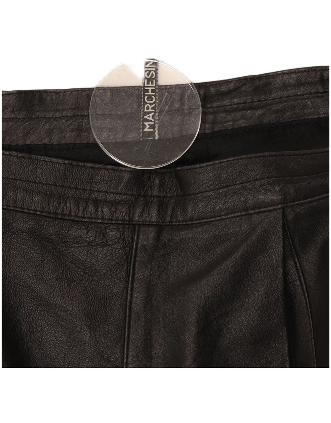 Vintage damska skórzana spódnica W28 średnia czerń