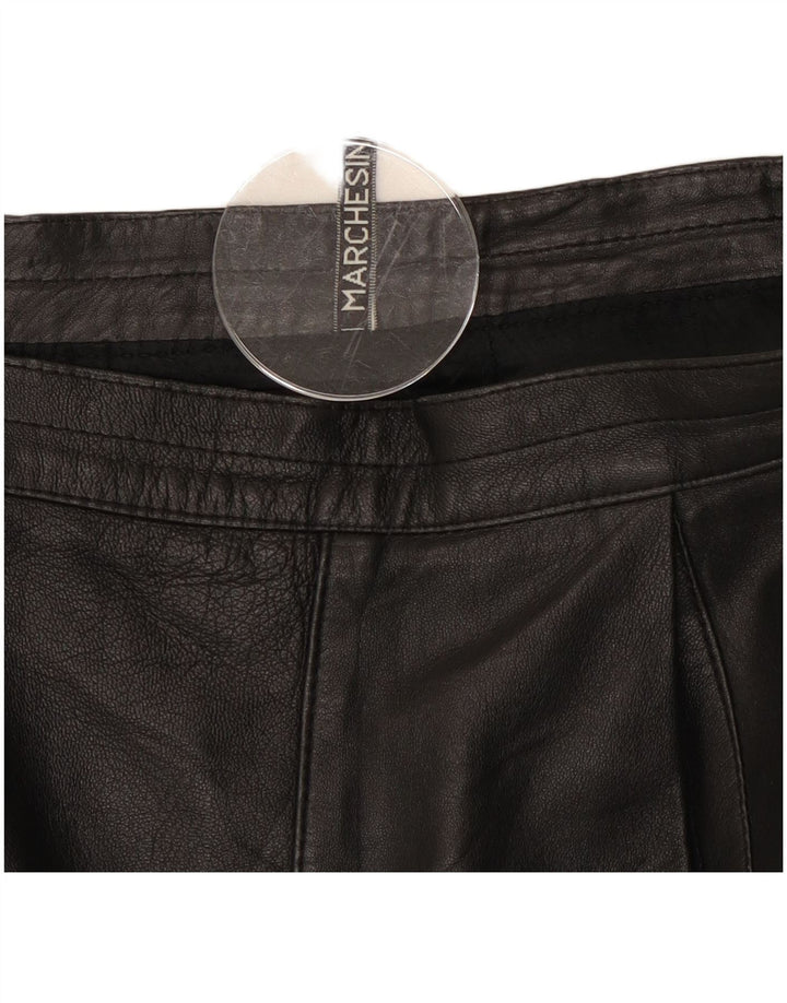 Vintage damska skórzana spódnica W28 średnia czerń