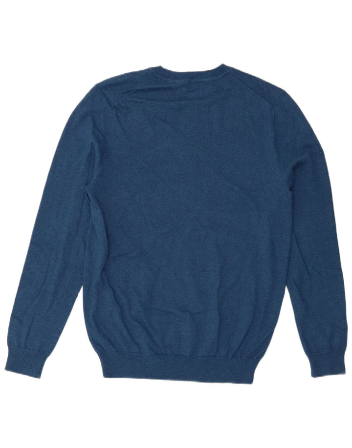 Męski sweter z okrągłym dekoltem Superdry, średnioniebieski, bawełniany