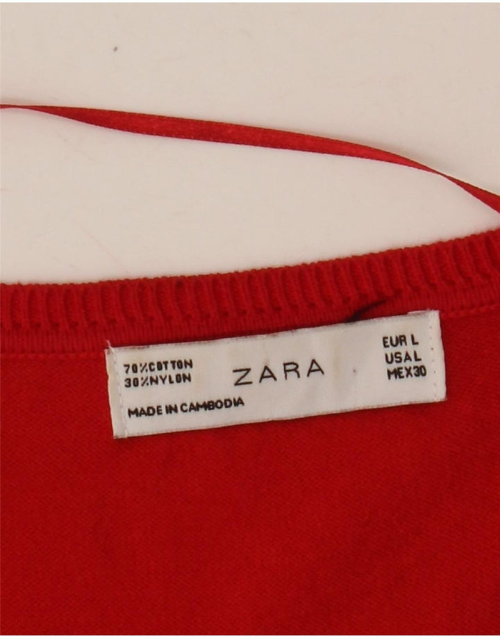 Sweter damski Zara Cardigan UK 16, duży, czerwony, bawełniany