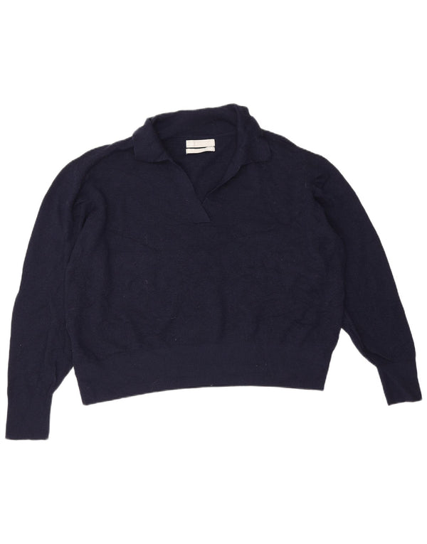 Marks & Spencer Damski sweter z krótkim rękawem, UK 16, duży, granatowy