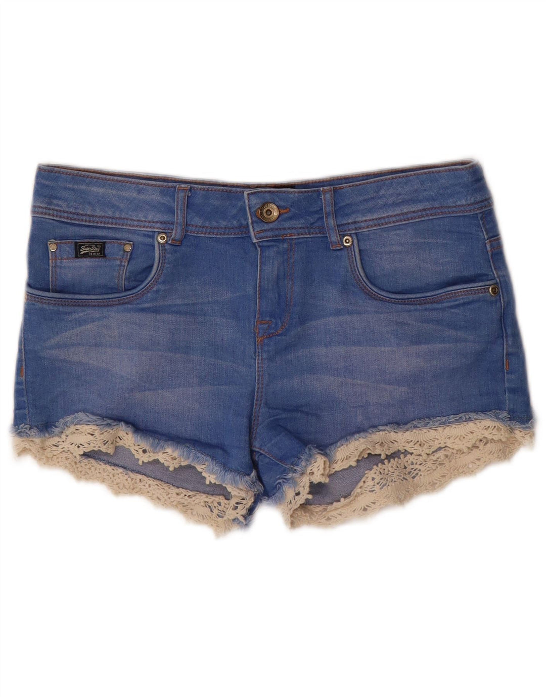 Damskie spodenki jeansowe SUPERDRY W26 Małe, niebieskie, bawełniane