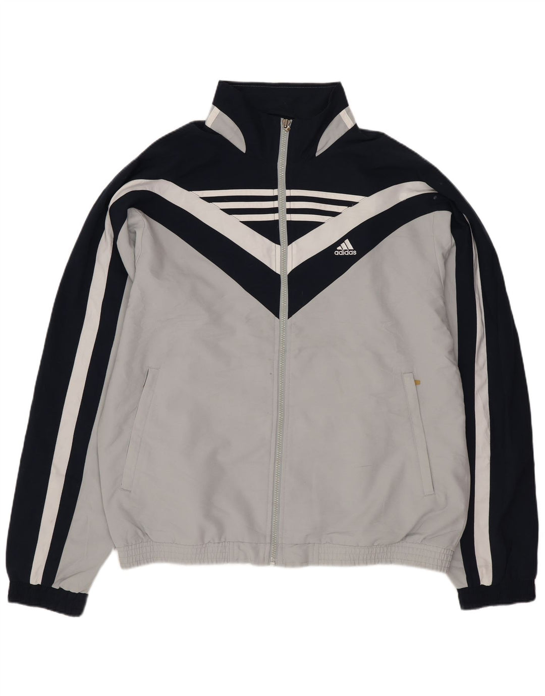 Adidas Męski pełny dres UK 40/42 Średni granatowy poliester z blokami kolorów