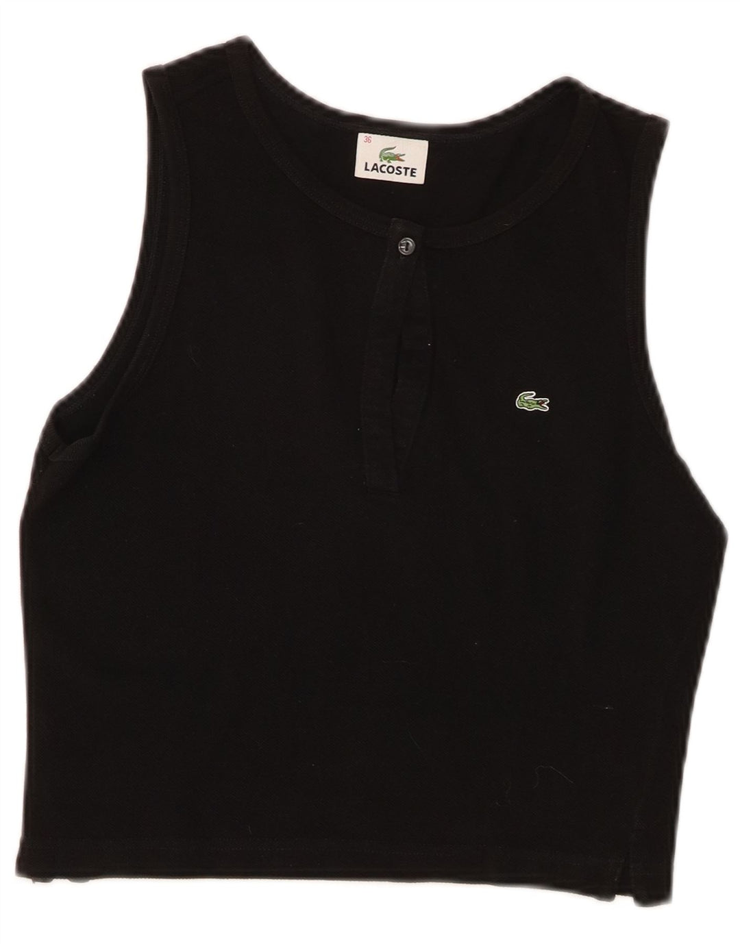 Damska kamizelka Lacoste Crop Top, rozmiar 36, mała, czarna, bawełniana