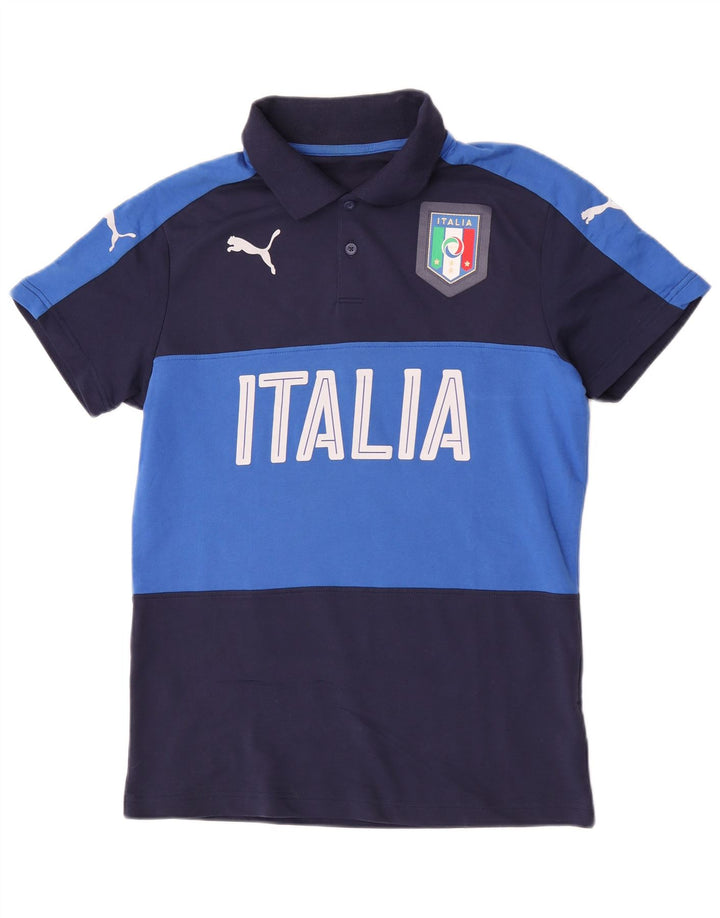 Męska koszulka polo Puma Italia z grafiką, średnia, granatowa, bawełniana