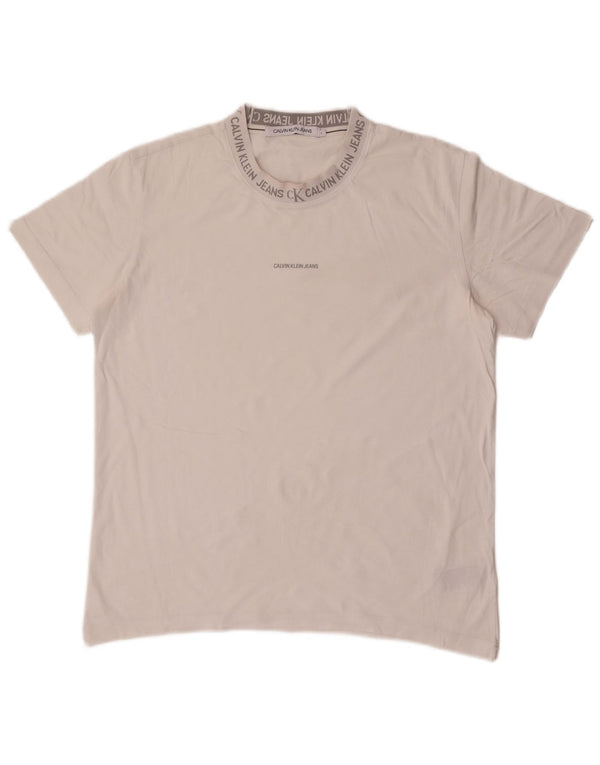 Męska koszulka z grafiką Calvin Klein Jeans, duża, biała, bawełniana