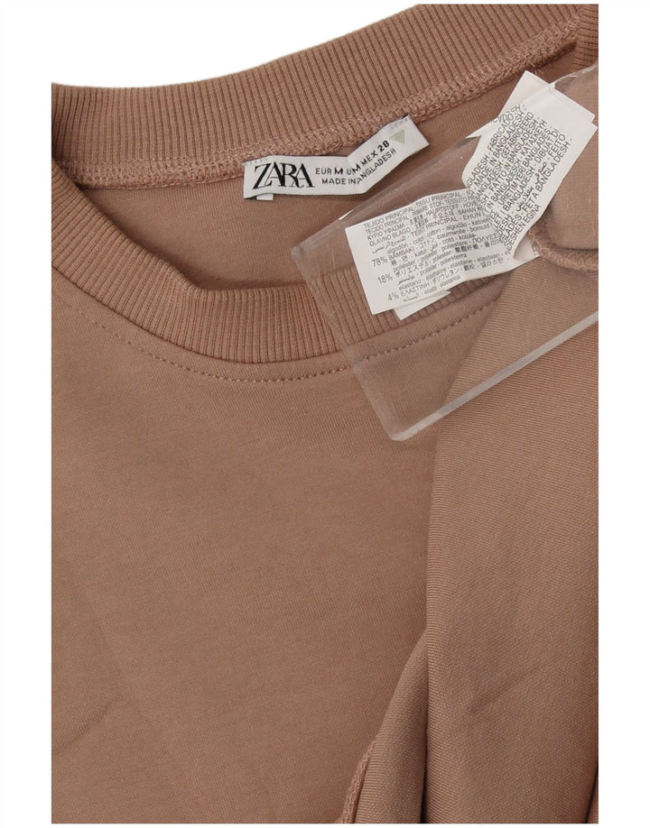 Damska bluza oversize Zara UK 14, średnia beżowa bawełna