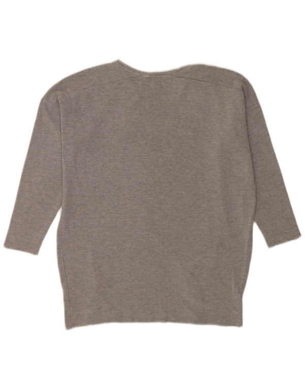 Topshop damski top oversize z rękawem 3/4 UK 12, średnioszara wiskoza
