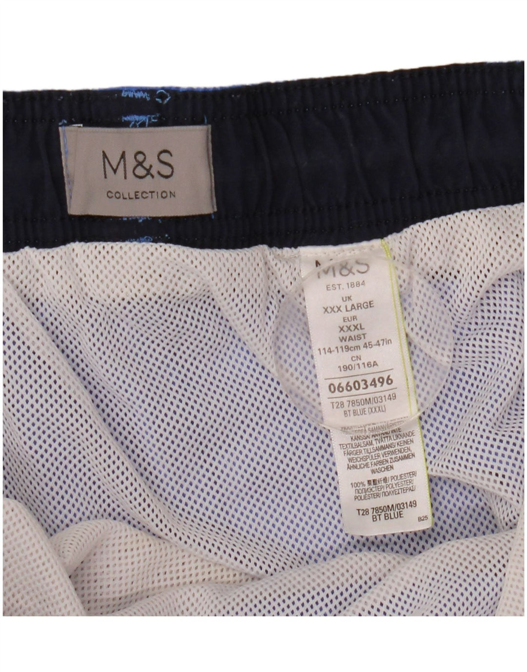 Męskie spodenki kąpielowe Marks & Spencer 3XL, niebieski poliester