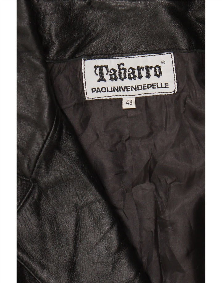 VINTAGE Mens Leather Jacket IT 48 Medium Black Leather Vintage Vintage and Second-Hand Vintage from Messina Hembry 