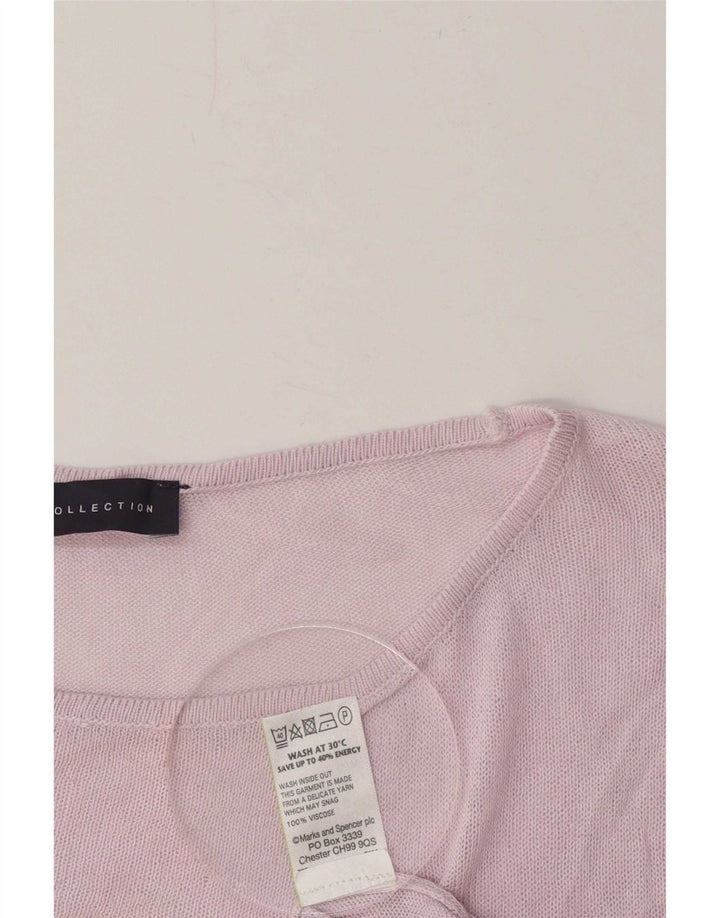 Marks & Spencer Damski top z długim rękawem UK 10 Small Pink Wiskoza