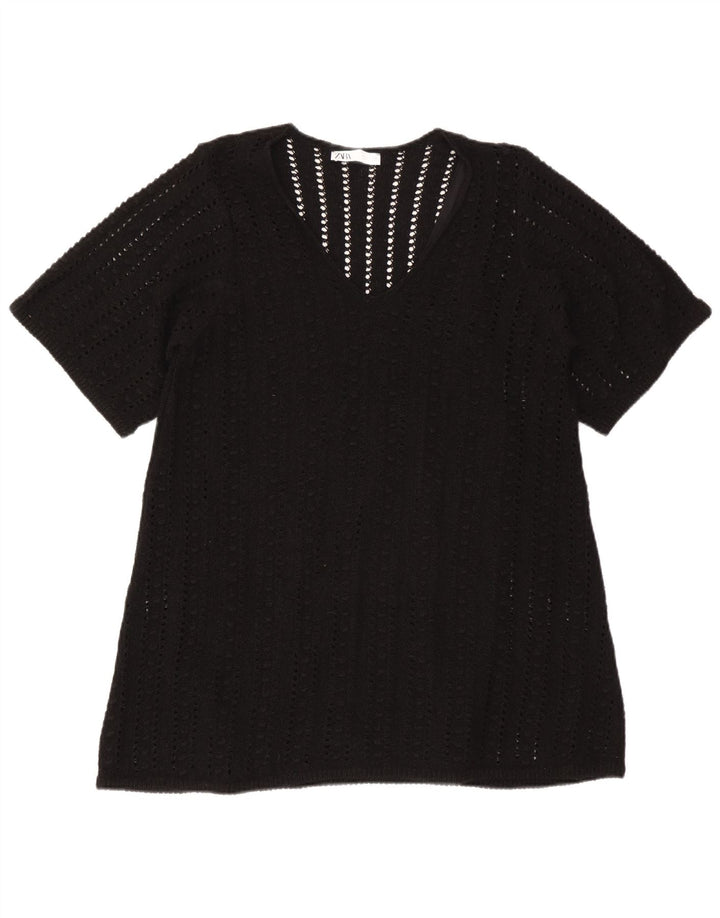 Damska bluzka oversize Zara Top UK 10, mały, czarny poliester