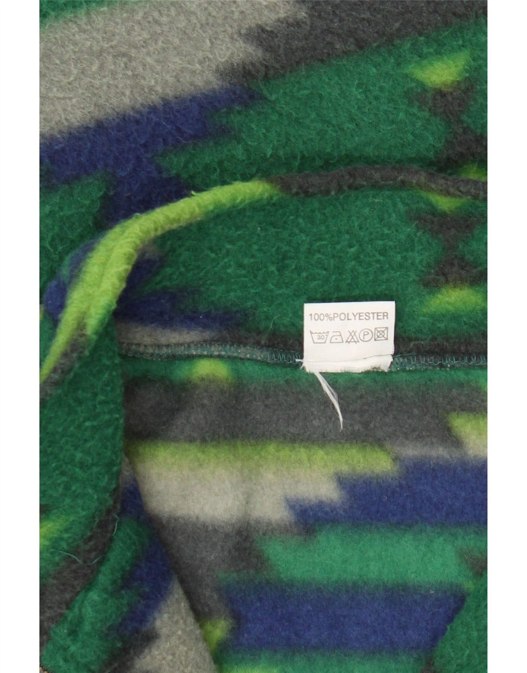 Męski sweter polarowy z zamkiem błyskawicznym w stylu vintage, duży, zielony, geometryczny poliester