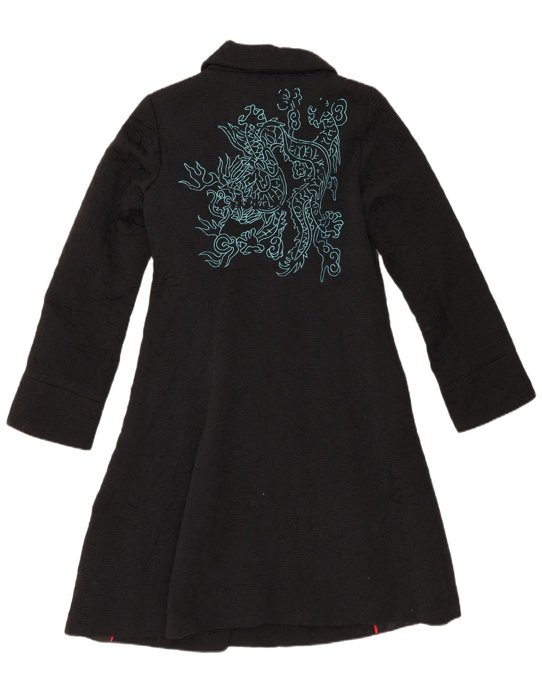 Desigual damski płaszcz EU 40, średni czarny, geometryczny, bawełniany