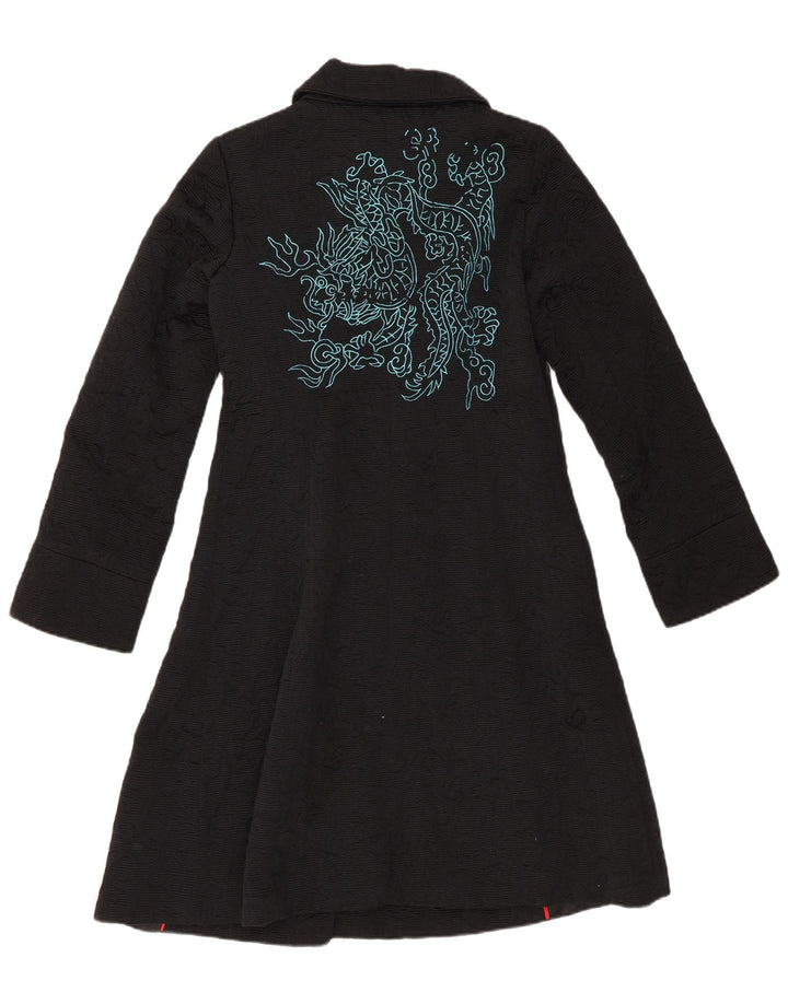 Desigual damski płaszcz EU 40, średni czarny, geometryczny, bawełniany