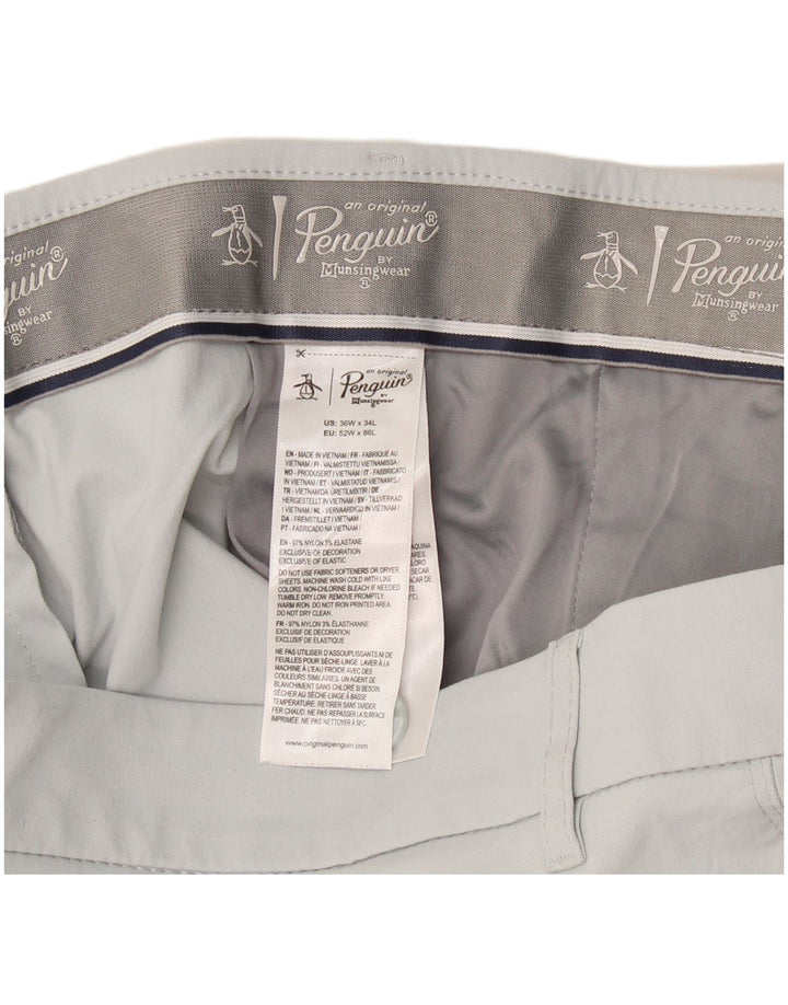 Męskie spodnie typu slim chino Penguin W36 L34 Szary nylon