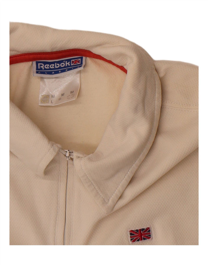 Męska koszulka polo Reebok o luźnym kroju, średnia w kolorze złamanej bieli