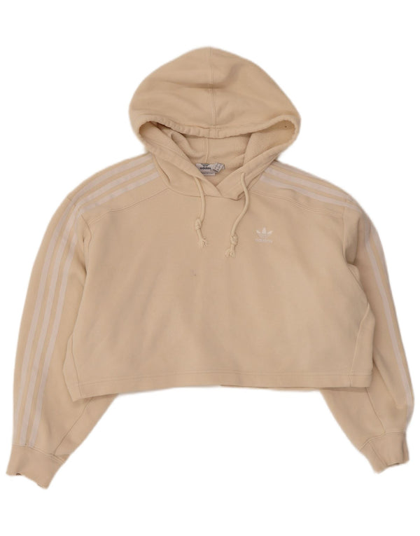 Damska bluza z kapturem Adidas Crop Oversized UK 6 XS Beżowa bawełna