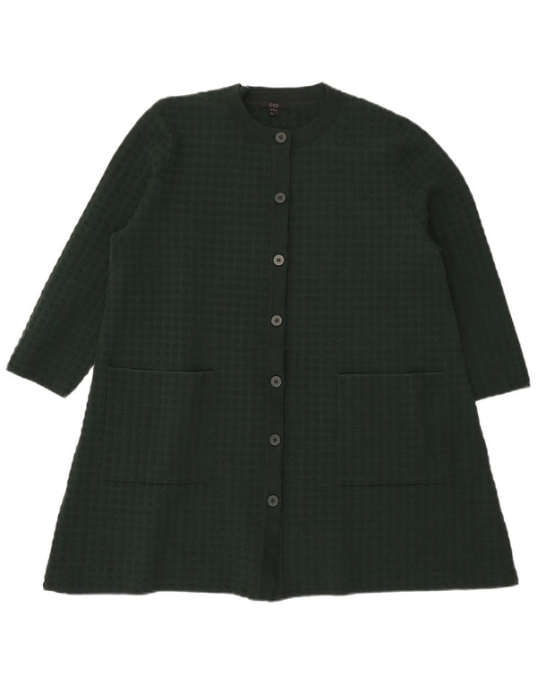 Cos Damski sweter rozpinany z długim rękawem i rękawami 3/4, UK 14, średnia zielona bawełna